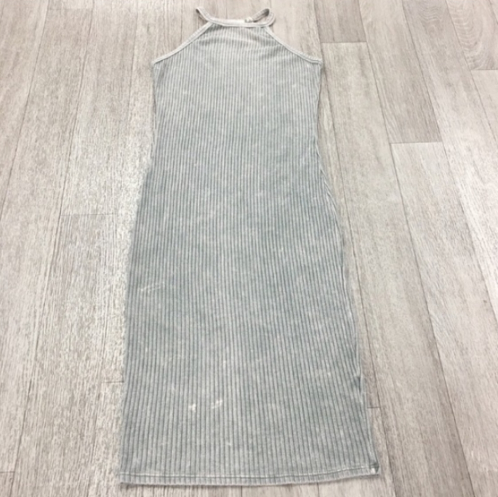 NWOT avocado Gray mineral washed high neck ribbed dress in gray size large